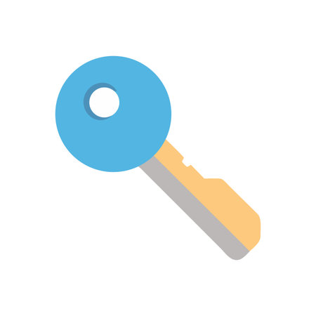 Blue and beige simple key illustration on a black background for unlocking conceptsのイラスト素材