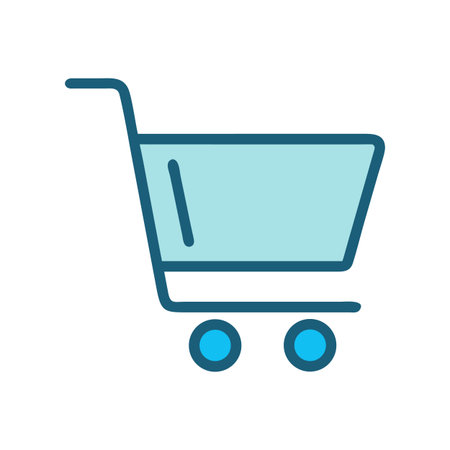Minimalist shopping cart icon for e-commerce and retail designs, light blue and tealのイラスト素材