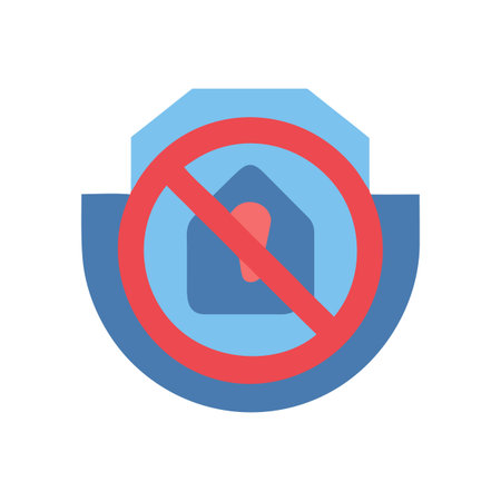 Simple flat design icon showing no home, house or property ownership allowedのイラスト素材