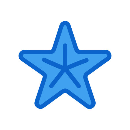 Single vector graphic of a blue starfish icon against a black backgroundのイラスト素材