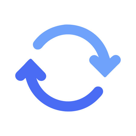 Abstract illustration with two curved arrows in rotation representing cycles and repetitionのイラスト素材