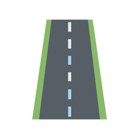 Simple flat graphic road with green grass and a black background illustrationのイラスト素材