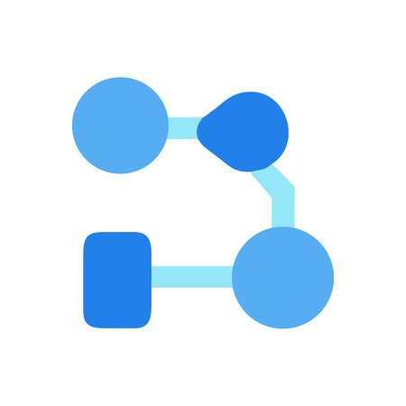 Abstract diagram of nodes connected by lines, in shades of blue on blackのイラスト素材