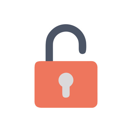 Simple flat vector illustration of an open padlock on a black backgroundのイラスト素材