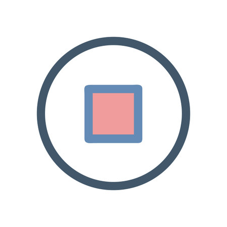 Stop button icon in a circle with square on black backgroundのイラスト素材