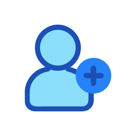 Person Icon with Plus Symbol: A modern flat design for user interfaceのイラスト素材