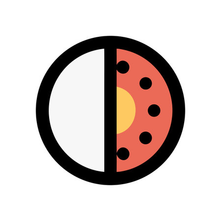Geometric Ladybug Icon Symbol Cut in Half Against Black Backgroundのイラスト素材