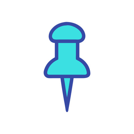 Turquoise push pin graphic on black background for memo boards and notesのイラスト素材