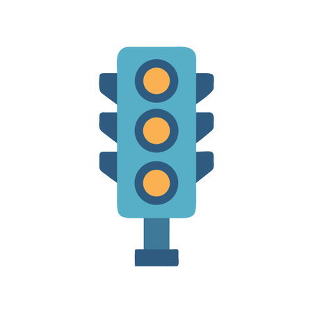 Flat design illustration of a traffic light with three yellow lights litのイラスト素材
