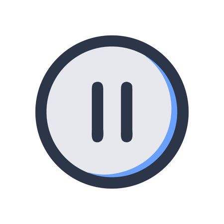 Clean and simple pause button icon in flat design against black backdrop
