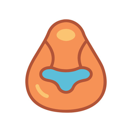 Modern flat design icon of ergonomic orange bean bag chair on black backdropのイラスト素材