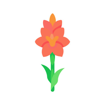 Isolated flat vector illustration of a decorative tropical flower on black backdropのイラスト素材