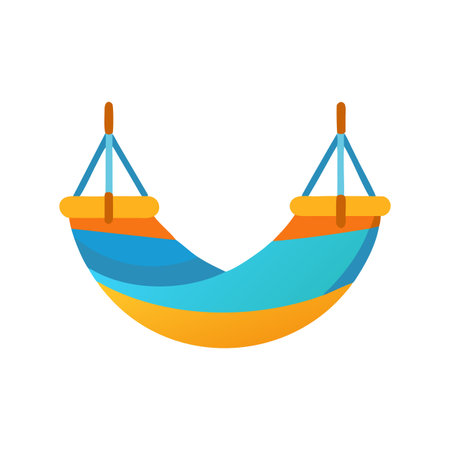Flat vector illustration of a colorful hammock isolated against a black backgroundのイラスト素材