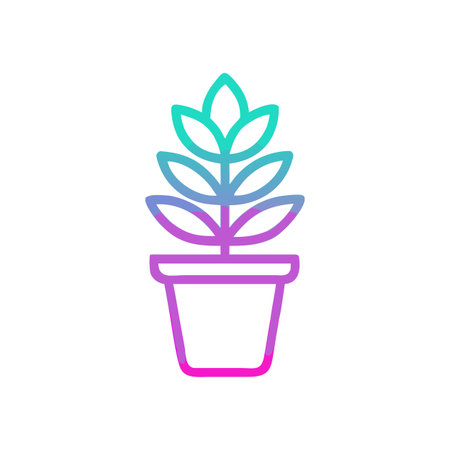 Gradient plant in pot illustration against dark background for minimal designのイラスト素材
