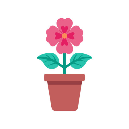 Pink flower in pot illustration on black background, ideal for design useのイラスト素材