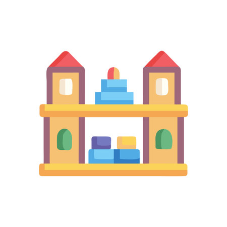 Stylized Illustration of Building Blocks Resembling a Castle on a Black Backgroundのイラスト素材