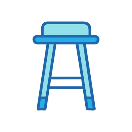 A stylized blue stool icon on a black background, ideal for design elementsのイラスト素材