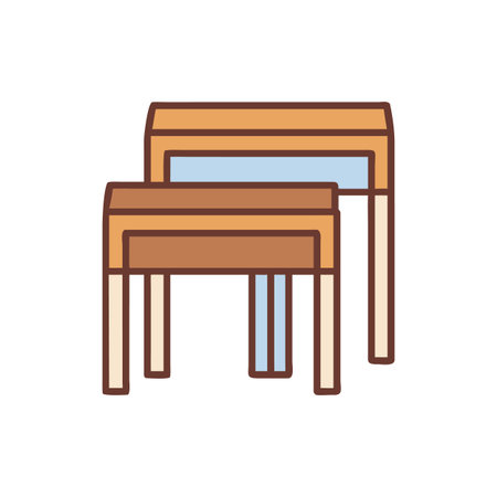 Modern minimal nesting tables in a flat design aesthetic on a black backgroundのイラスト素材