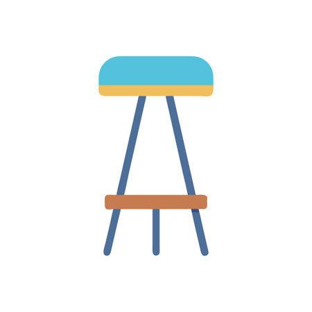 Isolated modern bar stool with blue seat and stylish geometric frameのイラスト素材