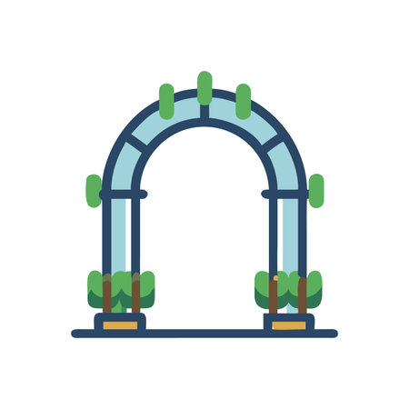 Stylized Illustration of an Arbor with Greenery on a Black Backgroundのイラスト素材