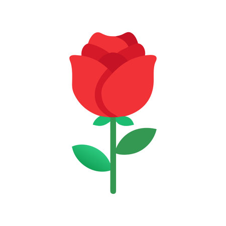 Simple flat vector illustration of a single red rose on a black backgroundのイラスト素材