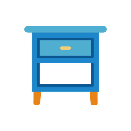 Stylized Blue Nightstand with One Drawer on Black Background for Product Presentationのイラスト素材