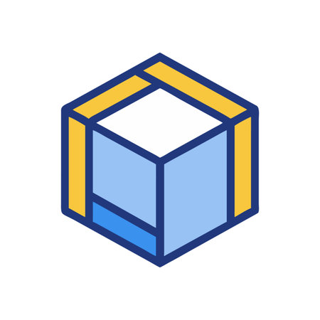 Isometric cube icon with color variations, floating on black background, modern designのイラスト素材