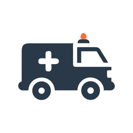 Minimalist vector illustration of ambulance vehicle on black background for emergency servicesのイラスト素材