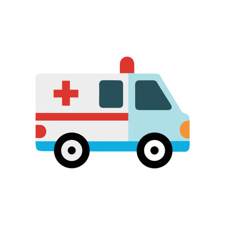 Clean ambulance icon flat design on black background for medical themesのイラスト素材