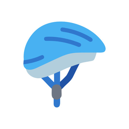 Isolated blue bicycle helmet for safety and protection on a black backgroundのイラスト素材