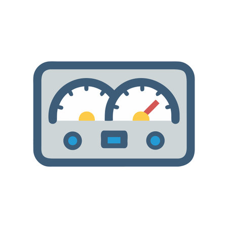Dual gauge vector illustration isolated on black background displays speed and statusのイラスト素材