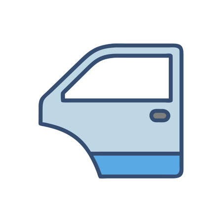 Stylized isolated blue car door on black background, simple graphic designのイラスト素材