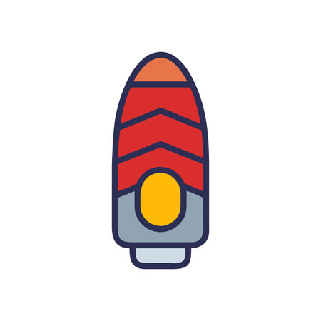 Modern flat vector illustration of a colorful rocket on a black backgroundのイラスト素材