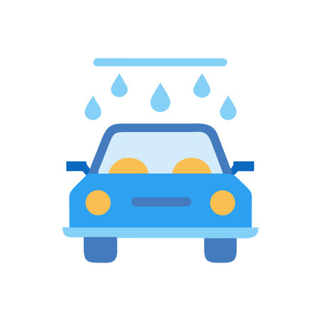 Stylized car wash icon with water drops on black backgroundのイラスト素材