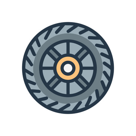 Circular Saw Blade Graphic in Gray Blue with Tan Center and Black Backgroundのイラスト素材