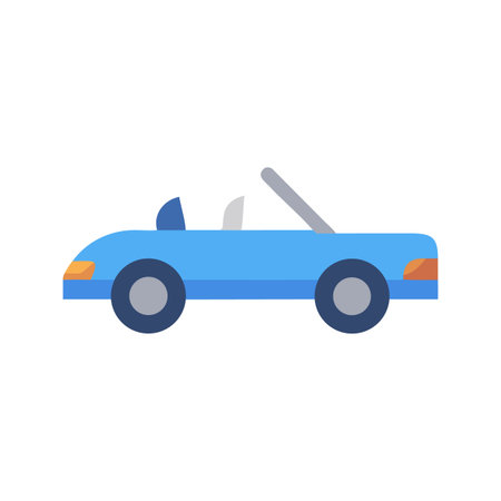 Flat vector illustration of a blue convertible car against black backgroundのイラスト素材