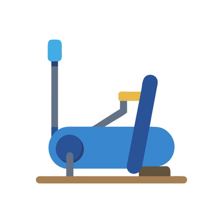 Flat design illustration of a blue stationary bike on black backgroundのイラスト素材