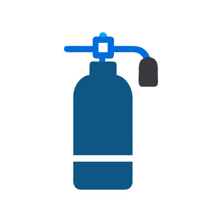Flat style stock image of a blue gas cylinder with a black backgroundのイラスト素材