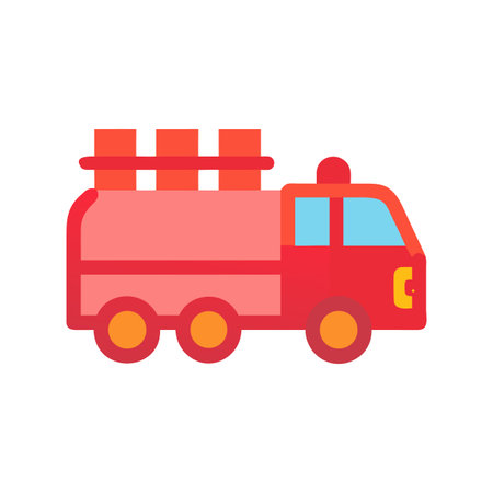 Firetruck icon flat design for emergency services and community safety illustration