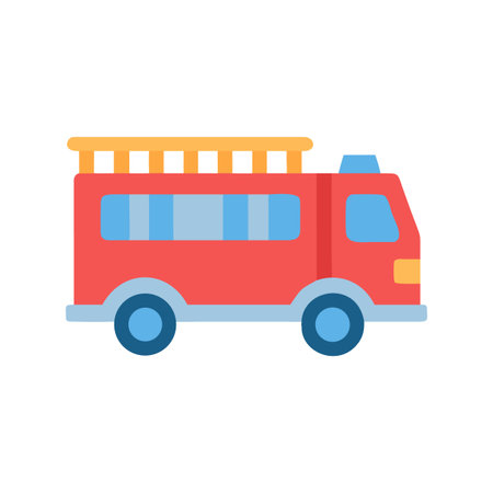 Flat vector illustration of a red fire engine on a black background