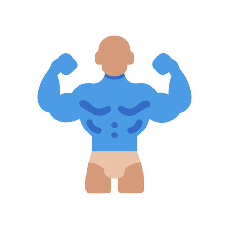 Iconic bodybuilder graphic posing with muscular physique on a black backgroundのイラスト素材