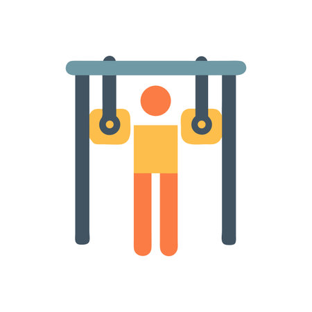 Person using gymnastics rings for fitness training vector illustration in simple style.のイラスト素材
