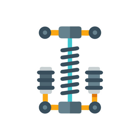 A vector illustration of a blue shock absorber suspension on a black backgroundのイラスト素材