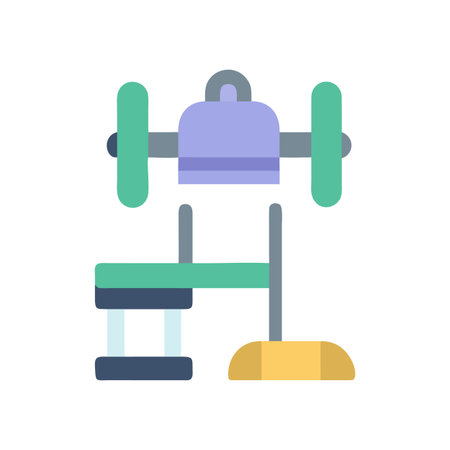 Weight lifting bench press icon in simple flat design on black backgroundのイラスト素材