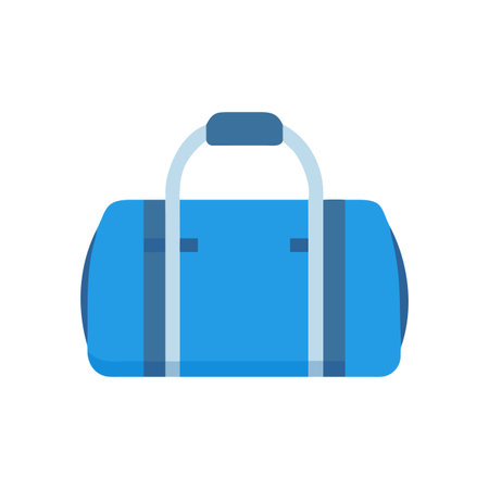 Flat illustration of a blue duffel bag or gym bag on black backdropのイラスト素材