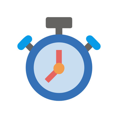 Stylized stopwatch vector illustration depicting timing and punctuality on a black background