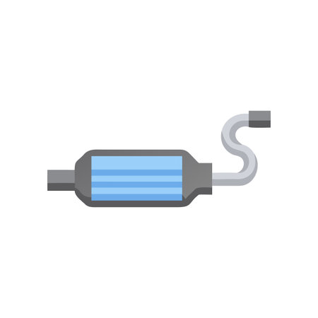 Isometric illustration of car muffler with light blue details on a black backgroundのイラスト素材