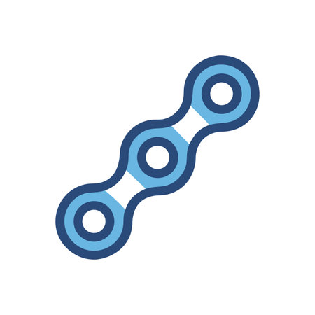 Stylized vector illustration of a bicycle chain link with blue elementsのイラスト素材