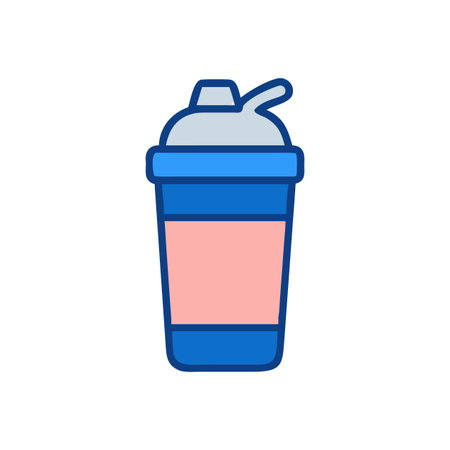 Flat design vector illustration of a protein shaker bottle on a black backgroundのイラスト素材