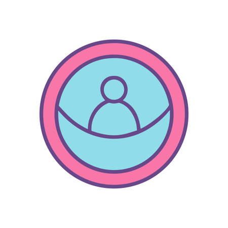 Modern user icon inside circle with soft pastel colors on black backgroundのイラスト素材